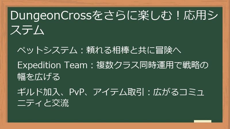 DungeonCrossをさらに楽しむ！応用システム