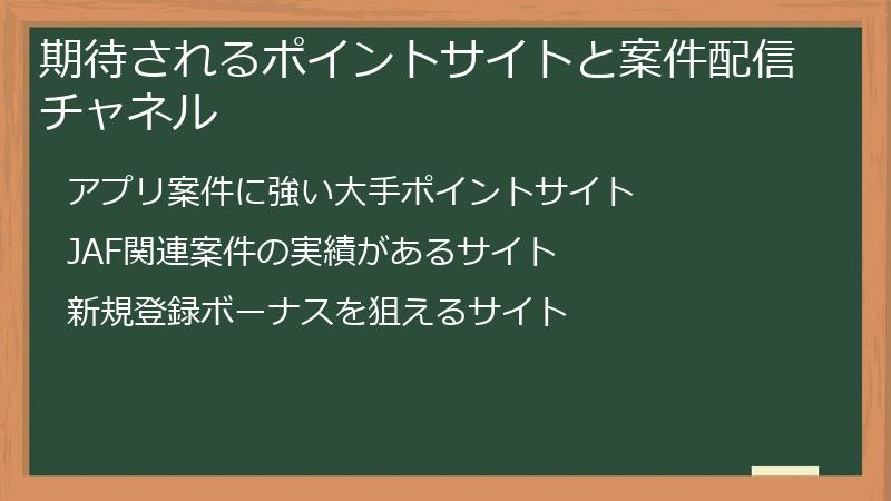 期待されるポイントサイトと案件配信チャネル