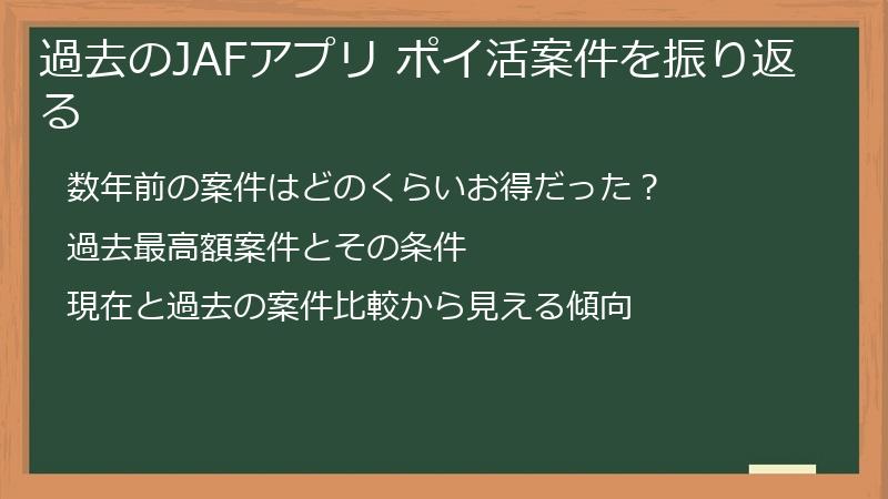 過去のJAFアプリ ポイ活案件を振り返る
