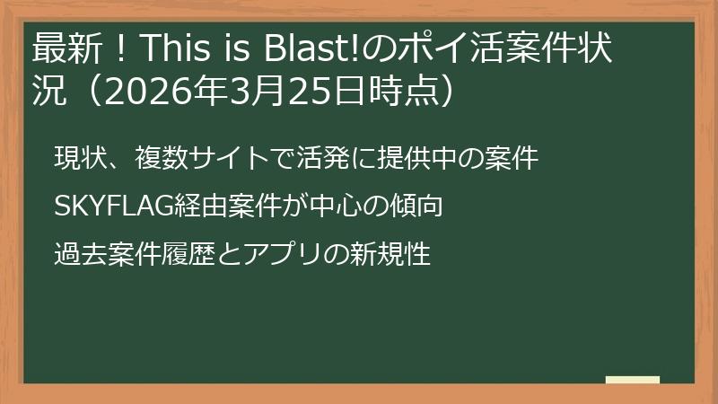最新！This is Blast!のポイ活案件状況（2026年3月25日時点）