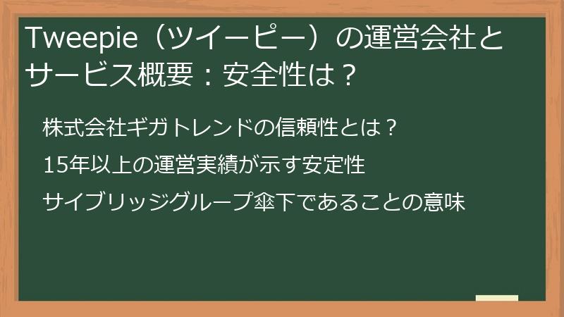 Tweepie（ツイーピー）の運営会社とサービス概要：安全性は？