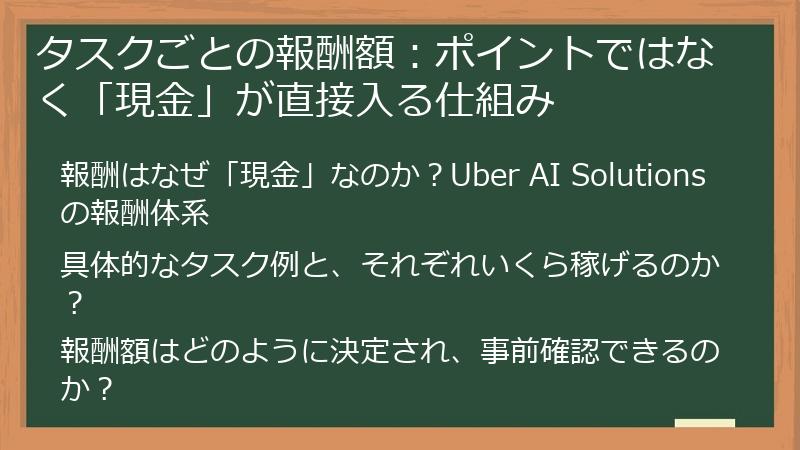 タスクごとの報酬額:ポイントではなく「現金」が直接入る仕組み