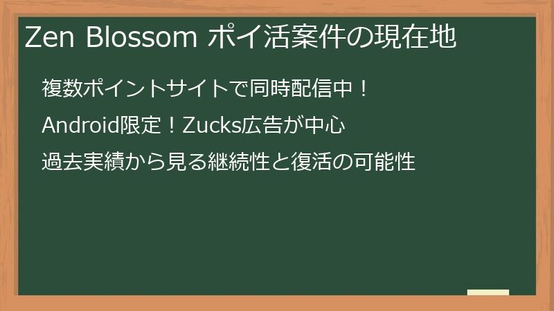 Zen Blossom ポイ活案件の現在地