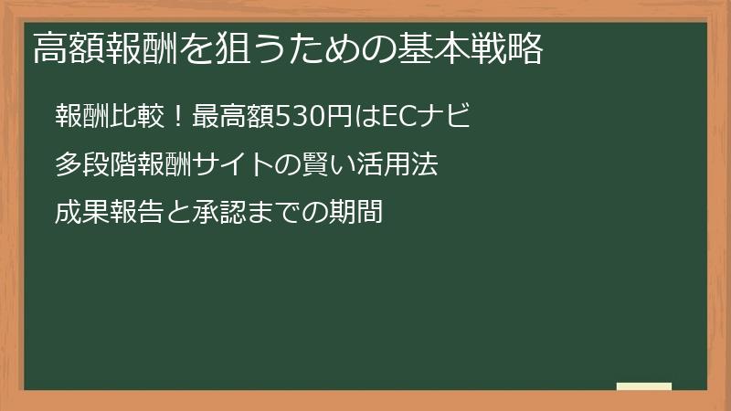 高額報酬を狙うための基本戦略