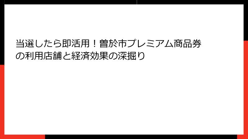 当選したら即活用!曽於市プレミアム商品券の利用店舗と経済効果の深掘り