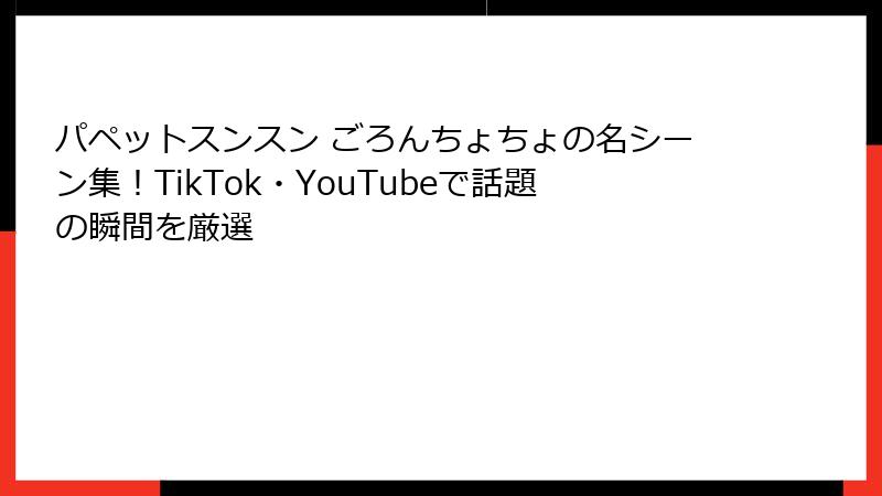 パペットスンスン ごろんちょちょの名シーン集！TikTok・YouTubeで話題の瞬間を厳選