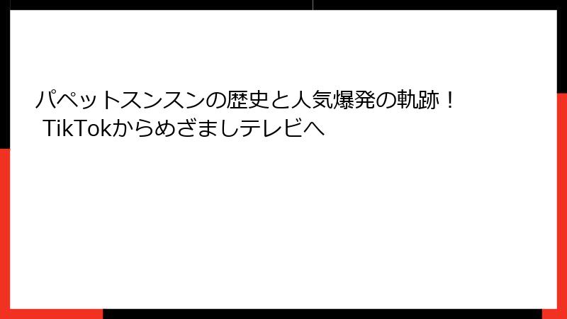パペットスンスンの歴史と人気爆発の軌跡! TikTokからめざましテレビへ