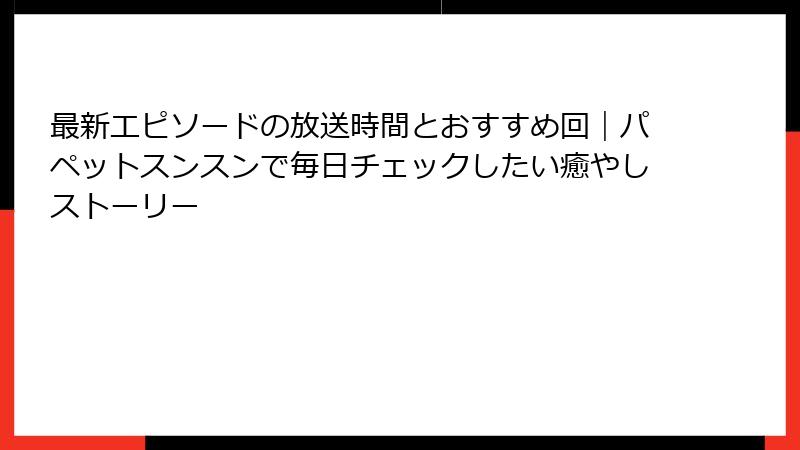 最新エピソードの放送時間とおすすめ回｜パペットスンスンで毎日チェックしたい癒やしストーリー