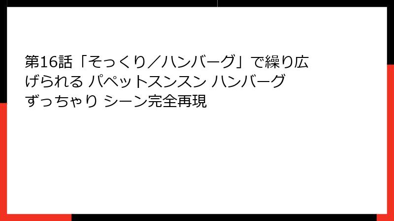 第16話「そっくり／ハンバーグ」で繰り広げられる パペットスンスン ハンバーグ ずっちゃり シーン完全再現