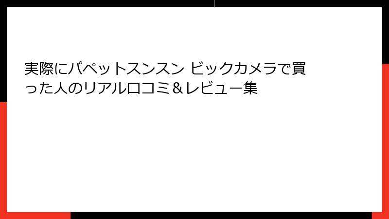 実際にパペットスンスン ビックカメラで買った人のリアル口コミ＆レビュー集