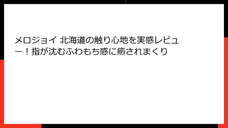メロジョイ 北海道の触り心地を実感レビュー!指が沈むふわもち感に癒されまくり