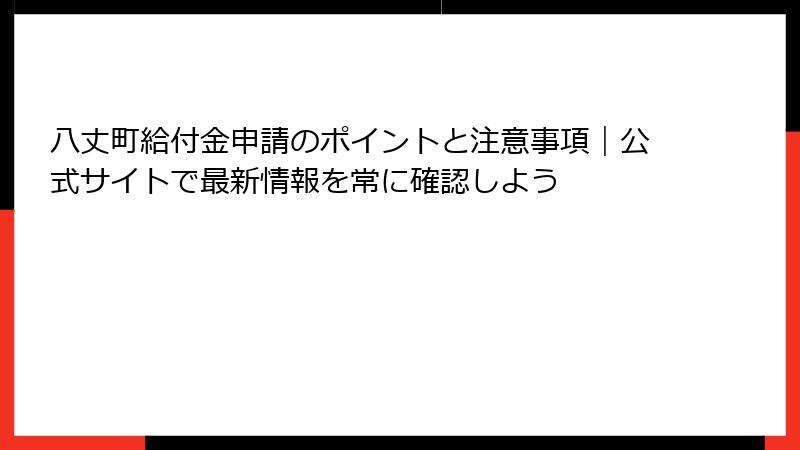 八丈町給付金申請のポイントと注意事項｜公式サイトで最新情報を常に確認しよう