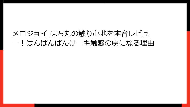 メロジョイ はち丸の触り心地を本音レビュー!ぱんぱんぱんけーキ触感の虜になる理由