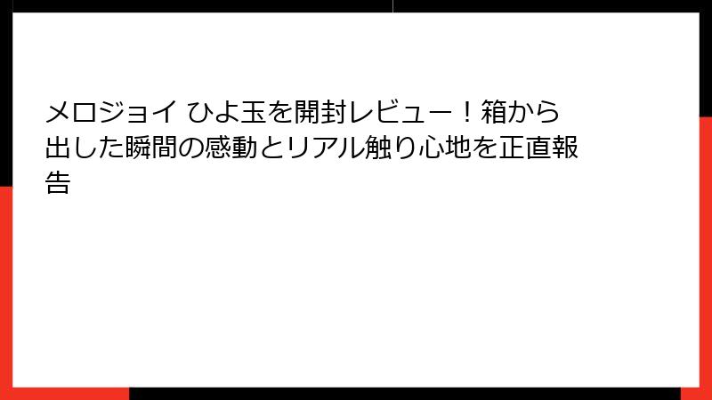 メロジョイ ひよ玉を開封レビュー!箱から出した瞬間の感動とリアル触り心地を正直報告