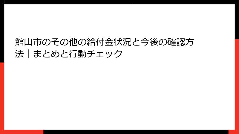 館山市のその他の給付金状況と今後の確認方法｜まとめと行動チェック