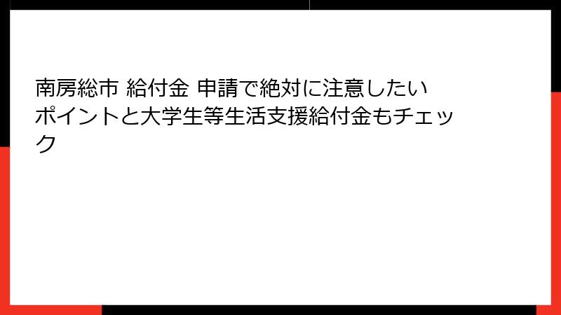 南房総市 給付金 申請で絶対に注意したいポイントと大学生等生活支援給付金もチェック