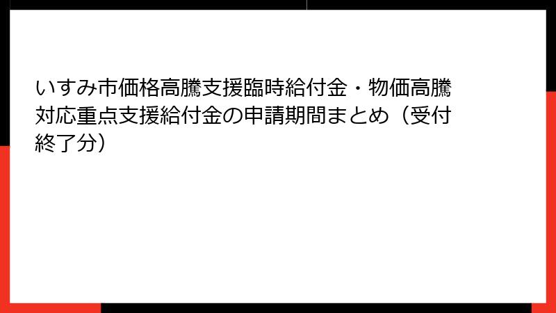 いすみ市価格高騰支援臨時給付金・物価高騰対応重点支援給付金の申請期間まとめ(受付終了分)
