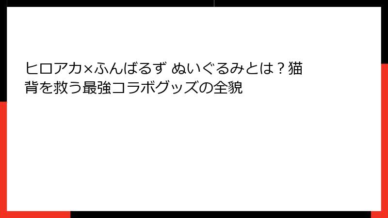 ヒロアカ×ふんばるず ぬいぐるみとは?猫背を救う最強コラボグッズの全貌