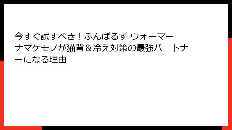 今すぐ試すべき!ふんばるず ウォーマー ナマケモノが猫背&冷え対策の最強パートナーになる理由