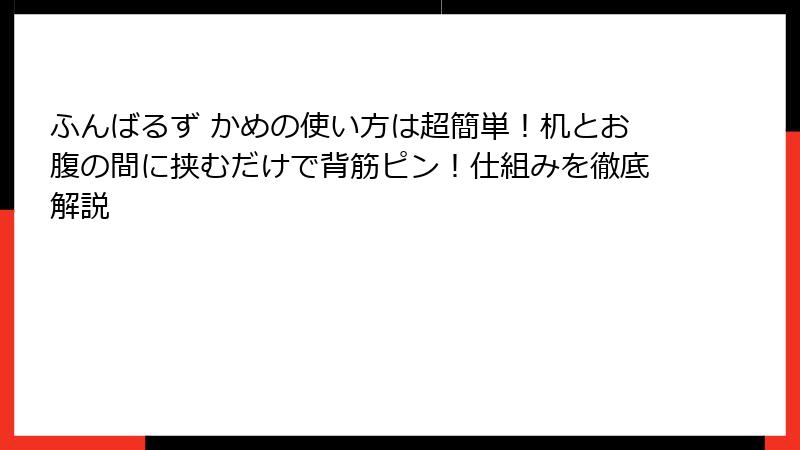 ふんばるず かめの使い方は超簡単！机とお腹の間に挟むだけで背筋ピン！仕組みを徹底解説