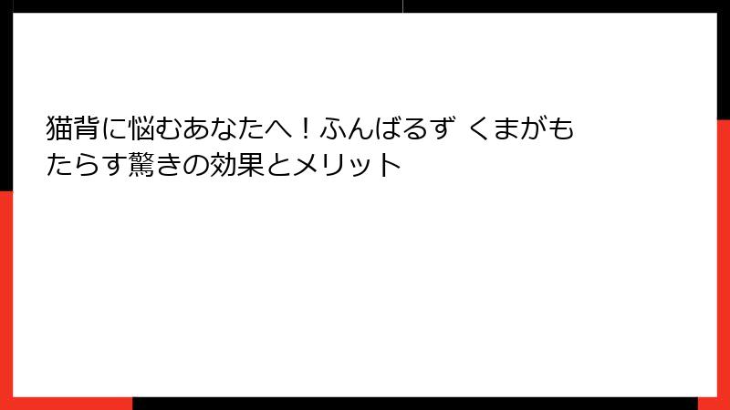 猫背に悩むあなたへ!ふんばるず くまがもたらす驚きの効果とメリット