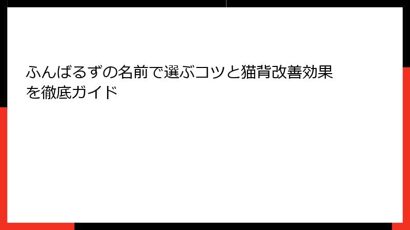 ふんばるずの名前で選ぶコツと猫背改善効果を徹底ガイド