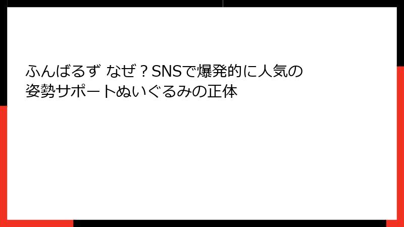 ふんばるず なぜ？SNSで爆発的に人気の姿勢サポートぬいぐるみの正体