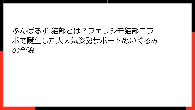 ふんばるず 猫部とは?フェリシモ猫部コラボで誕生した大人気姿勢サポートぬいぐるみの全貌