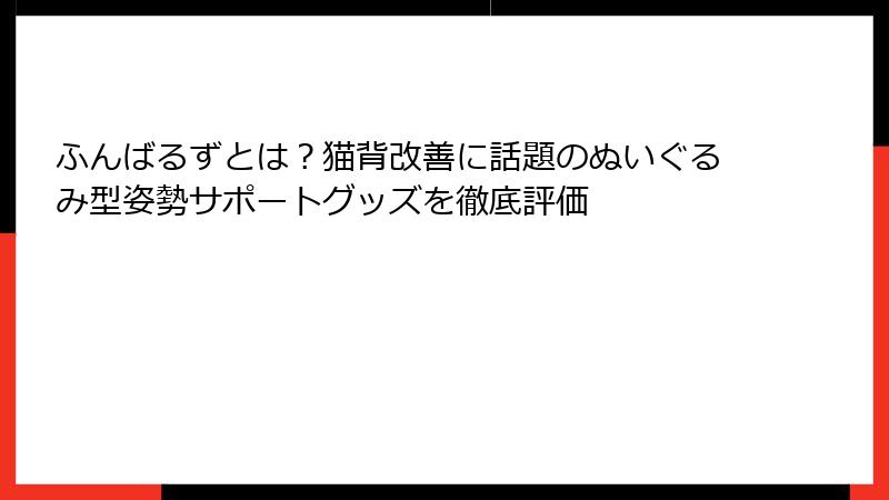 ふんばるずとは？猫背改善に話題のぬいぐるみ型姿勢サポートグッズを徹底評価