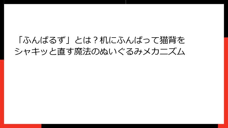 「ふんばるず」とは？机にふんばって猫背をシャキッと直す魔法のぬいぐるみメカニズム