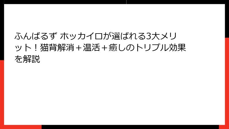 ふんばるず ホッカイロが選ばれる3大メリット!猫背解消+温活+癒しのトリプル効果を解説