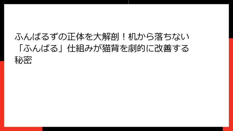 ふんばるずの正体を大解剖！机から落ちない「ふんばる」仕組みが猫背を劇的に改善する秘密