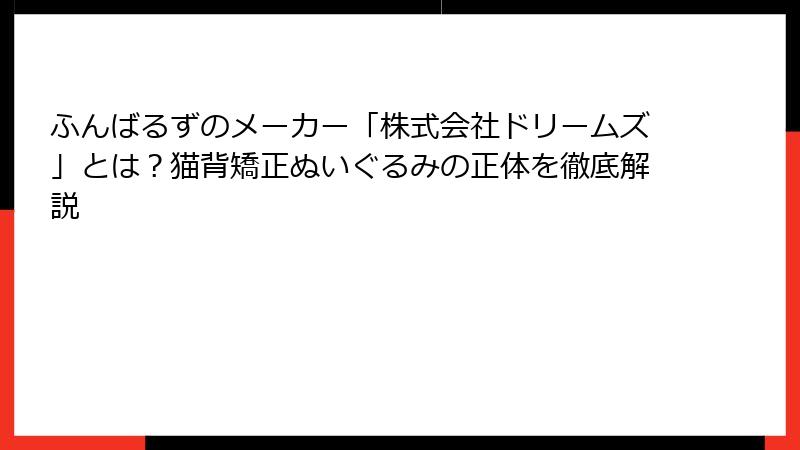 ふんばるずのメーカー「株式会社ドリームズ」とは？猫背矯正ぬいぐるみの正体を徹底解説