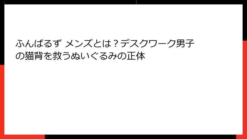 ふんばるず メンズとは?デスクワーク男子の猫背を救うぬいぐるみの正体