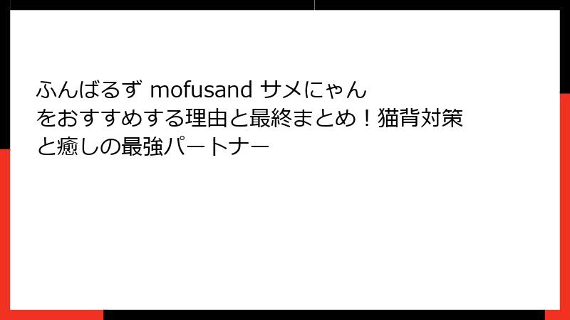 ふんばるず mofusand サメにゃんをおすすめする理由と最終まとめ!猫背対策と癒しの最強パートナー