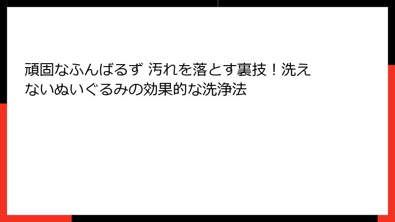 頑固なふんばるず 汚れを落とす裏技!洗えないぬいぐるみの効果的な洗浄法
