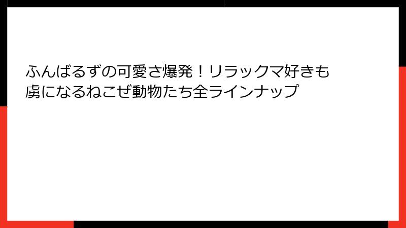 ふんばるずの可愛さ爆発！リラックマ好きも虜になるねこぜ動物たち全ラインナップ