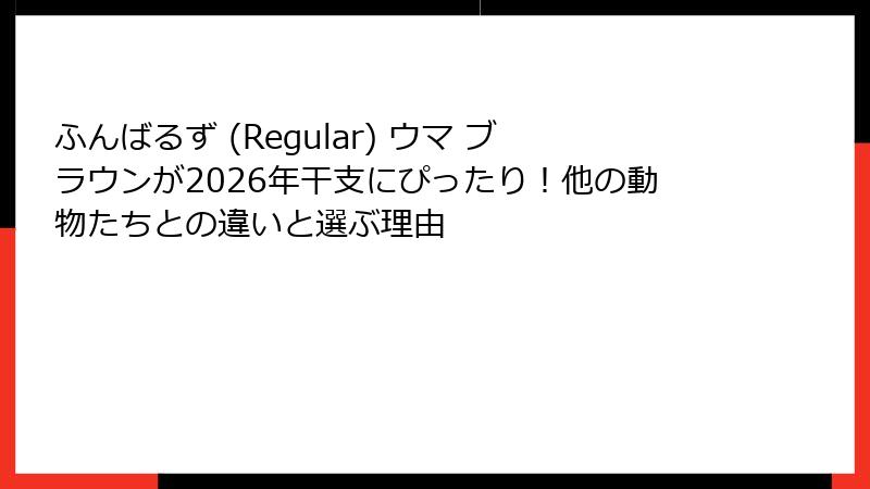 ふんばるず (Regular) ウマ ブラウンが2026年干支にぴったり！他の動物たちとの違いと選ぶ理由