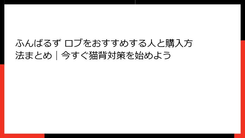 ふんばるず ロブをおすすめする人と購入方法まとめ｜今すぐ猫背対策を始めよう