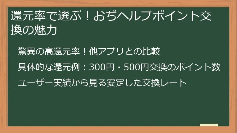 還元率で選ぶ！おぢヘルプポイント交換の魅力