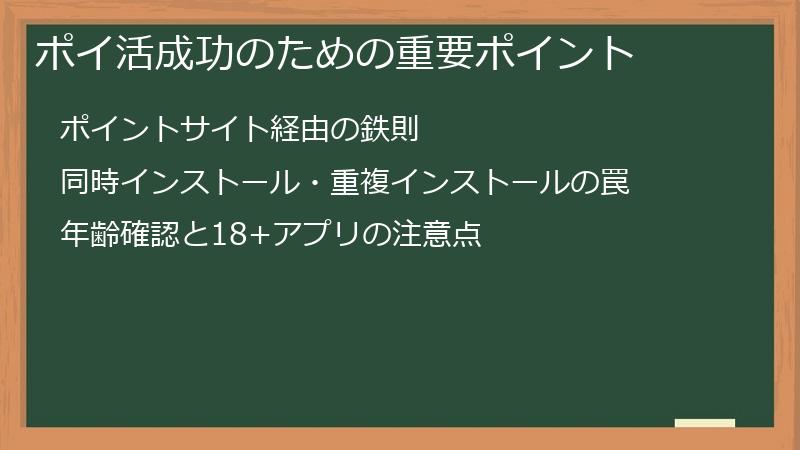 ポイ活成功のための重要ポイント