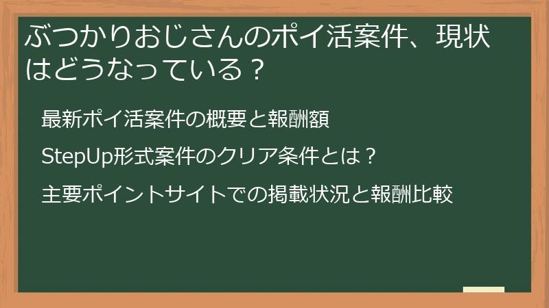 ぶつかりおじさんのポイ活案件、現状はどうなっている？