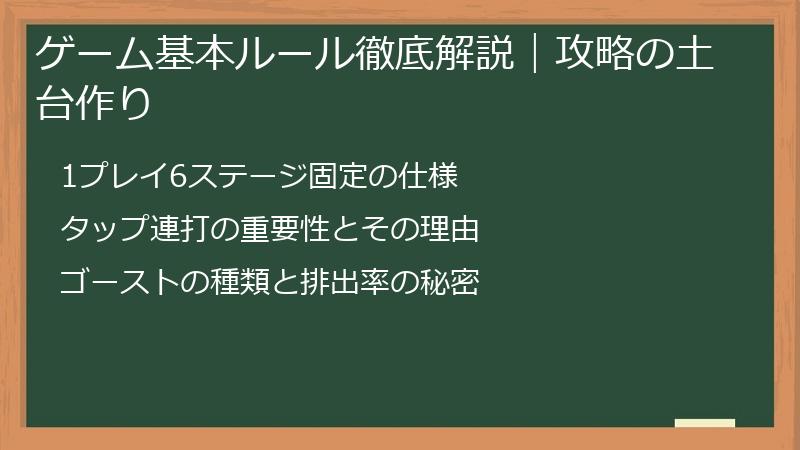 ゲーム基本ルール徹底解説｜攻略の土台作り