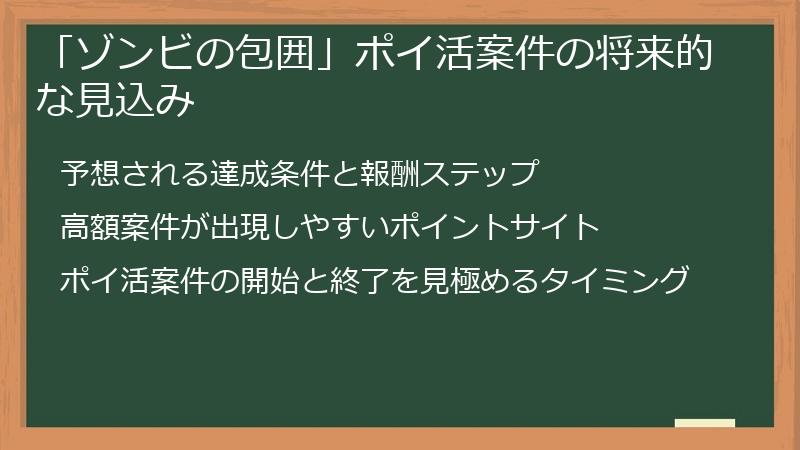 「ゾンビの包囲」ポイ活案件の将来的な見込み