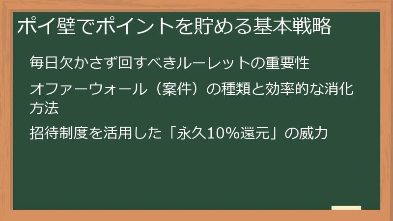 ポイ壁でポイントを貯める基本戦略