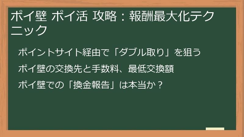 ポイ壁 ポイ活 攻略：報酬最大化テクニック