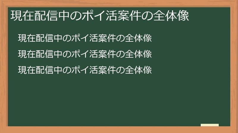 現在配信中のポイ活案件の全体像