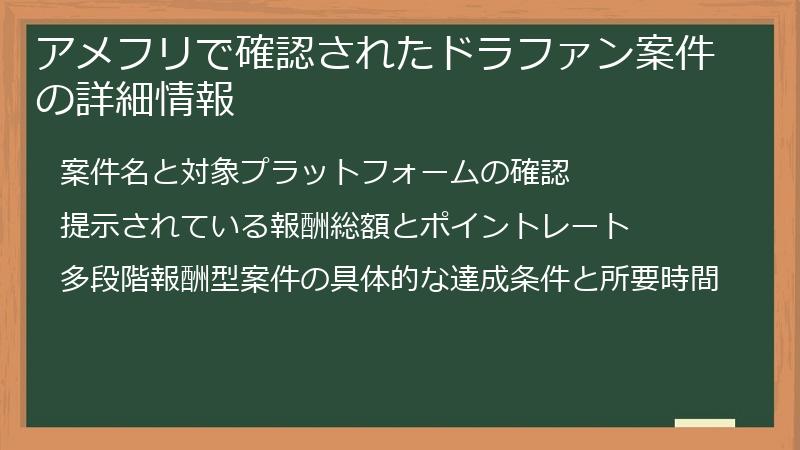 アメフリで確認されたドラファン案件の詳細情報