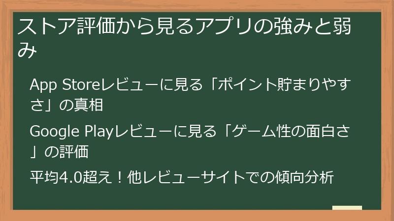 ストア評価から見るアプリの強みと弱み