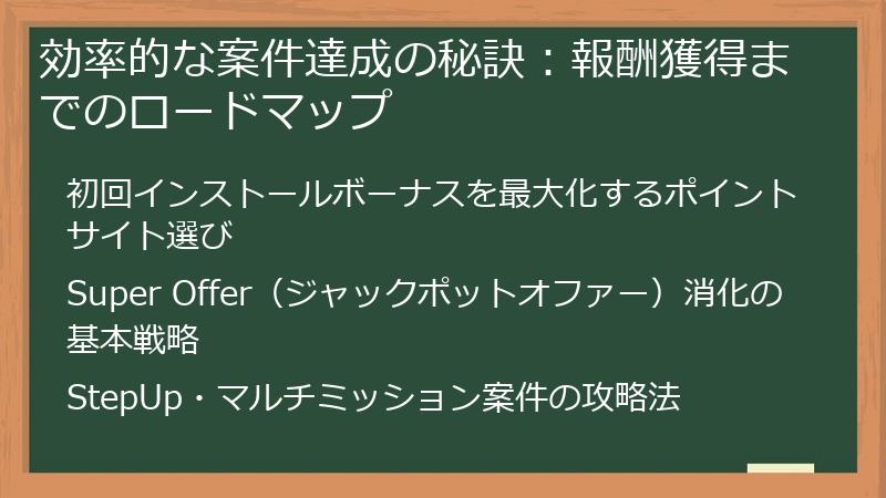 効率的な案件達成の秘訣：報酬獲得までのロードマップ